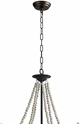 Rustic 6 Light Candle Style Chandelier with White Beads