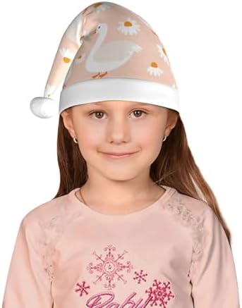 Geese and Flower Santa Hat for Kids Christmas Party Headwear