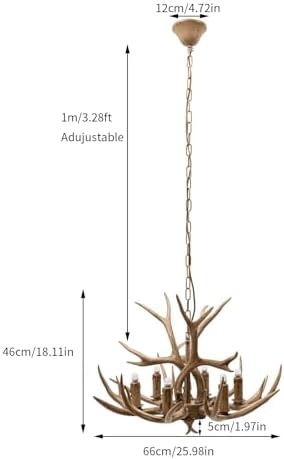Brown Antler Chandelier LED Pendant Light for Living Room and Dining Area