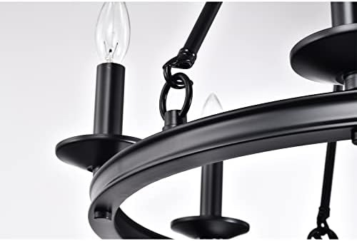 Warehouse of Tiffany 25 Inch 6 Light Matte Black Chandelier