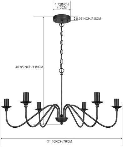 Farmhouse Black Pendant Light 6 Lamp Modern Hanging Chandelier