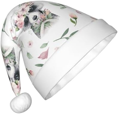 Salelf Watercolor Floral Raccoon Santa Hat for Kids