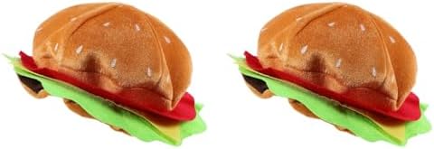 LOGOFUN 2pcs Plush Burger Hat Cartoon Costume Prop
