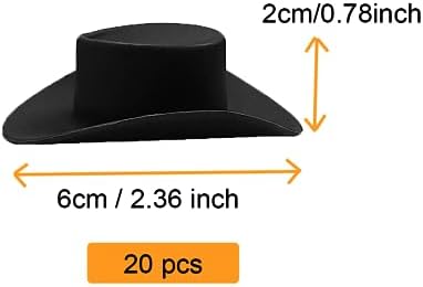 20PCS Mini Black Cowboy Hats for Dollhouse Decor and Party Use