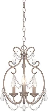 Designers Fountain Dahlia 3 Light Mini Chandelier 115 Inch Aged Platinum Ceiling Fixture