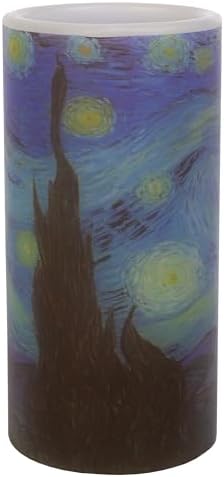 Lavish Home Flameless Candles - 2 Pack Van Gogh Starry Night Battery Operated with Remote
