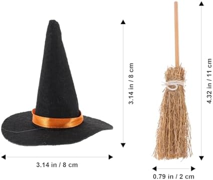 LOGOFUN Halloween Witch Hats and Brooms Set