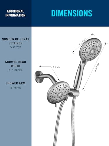 Cobbe 48-Setting High Pressure 3-Way Shower Head Combo