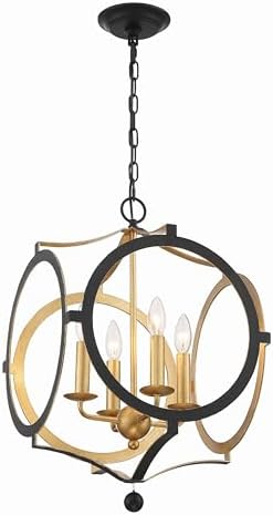 Crystorama Odelle 4 Light Black and Antique Gold Chandelier