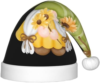 Sunflower Gnomes Santa Hat for Kids Christmas Party Headwear