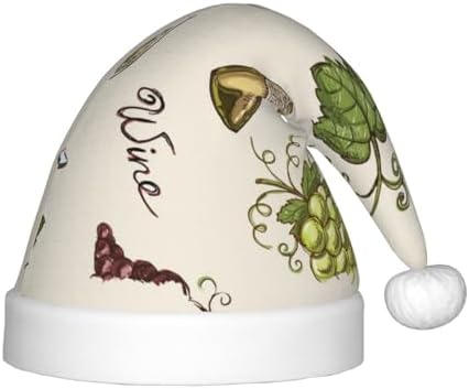 Grapes Bottles Wine Santa Hat for Kids Christmas Decor