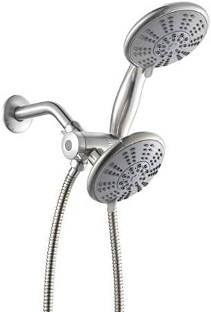 5-Inch Anti-Clog High Pressure Dual Shower Head with Handheld Spray and 5 Ft Hose