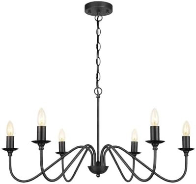 Farmhouse Black Pendant Light 6 Lamp Modern Hanging Chandelier