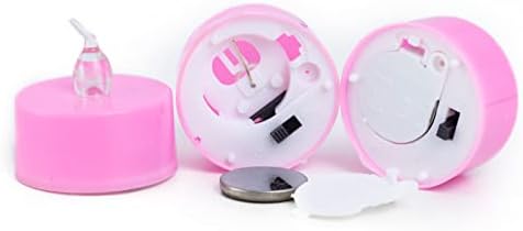 LANKER 24 Pack LED Pink Tea Lights Battery Operated Flameless Long Lasting Safe for All Occasions