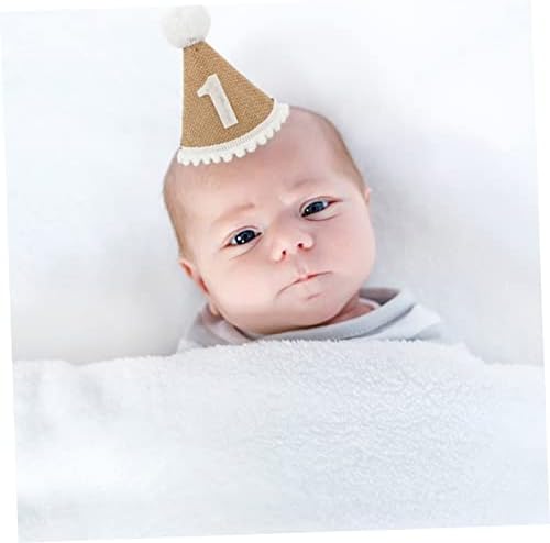 2pcs Linen Birthday Party Hats with Fluffy Design
