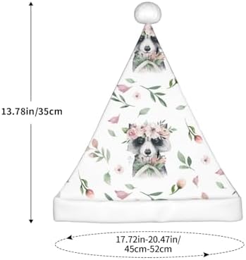 Salelf Watercolor Floral Raccoon Santa Hat for Kids