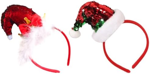LOGOFUN 2pcs Christmas Elf Hat Headband for Kids