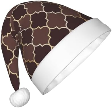 Brown Gold Grid Santa Hat for Kids Christmas Costume