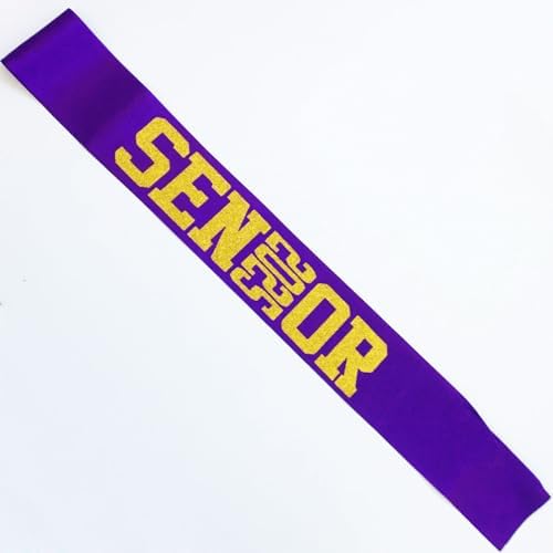 2025 Senior Graduation Sash Set 10 Pack Purple Gold Glitter