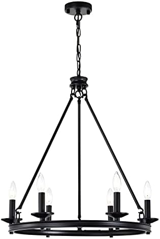 Warehouse of Tiffany 25 Inch 6 Light Matte Black Chandelier