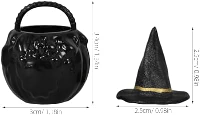 LOGOFUN 3 Pack Halloween Witch Hat and Cauldron Set Black