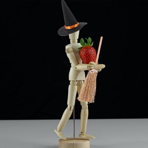 LOGOFUN Halloween Witch Hats and Brooms Set