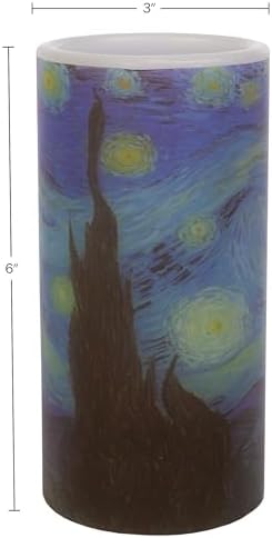 Lavish Home Flameless Candles - 2 Pack Van Gogh Starry Night Battery Operated with Remote