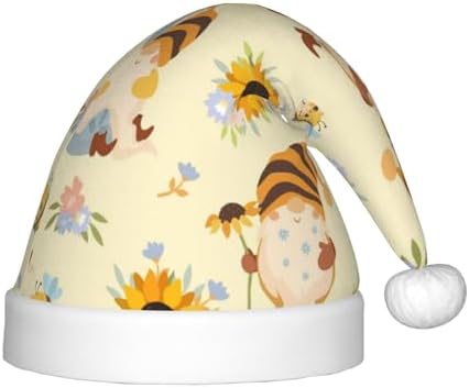 Watercolor Bee Honeycomb Santa Hat for Kids