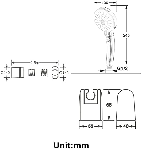 High Pressure Handheld Shower Head with 3 Spray Modes