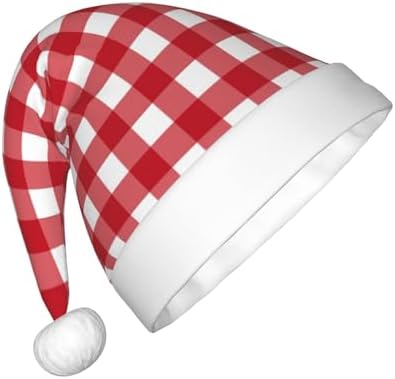 Red Checkboard Santa Hat for Kids Christmas Party