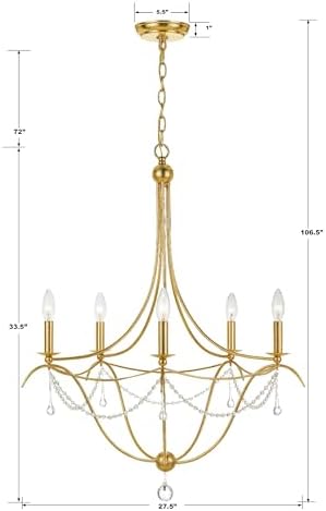 Crystorama Metro 5 Light Antique Gold Chandelier 1