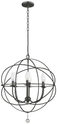 Contemporary 6 Light Beaded Sphere Candle Chandelier in English Bronze