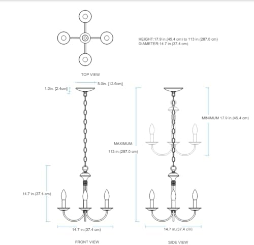 Trans Globe Lighting 9014 BK Candle Chandelier