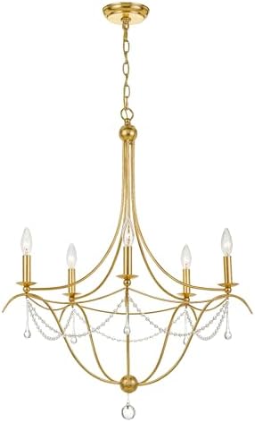 Crystorama Metro 5 Light Antique Gold Chandelier 1