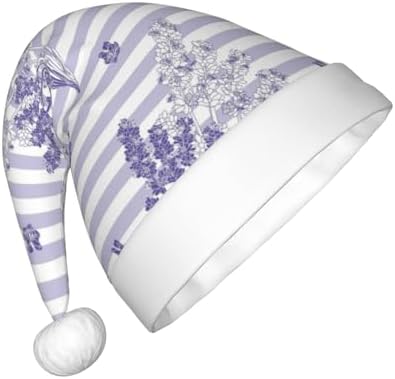 Stripes and Sprigs Lavender Santa Hat for Kids