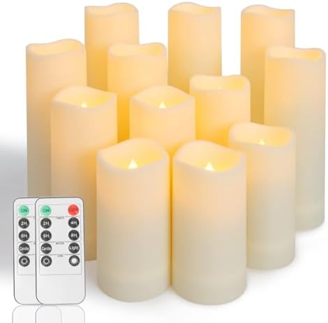 Metaku Flameless LED Candles Set of 12 Ivory with Remote and Timer