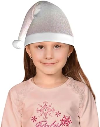 Glitter Light Pearl Santa Hat for Kids Christmas Party