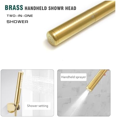 Hoimpro 2 In 1 Handheld Shower Head Set with High Pressure and Brushed Gold Finish