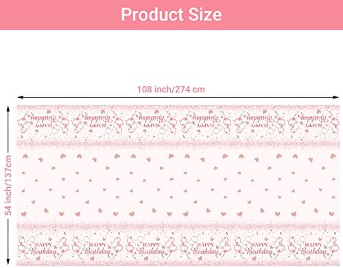 Breling 3 Pcs Pink Rose Gold Glitter Tablecloths for Birthday Parties