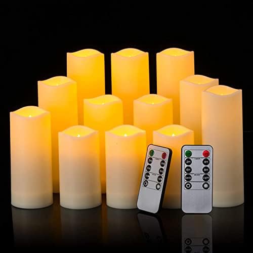 12 Pack Flameless Candles with 2 Remotes - Waterproof LED Candles for Weddings and Parties