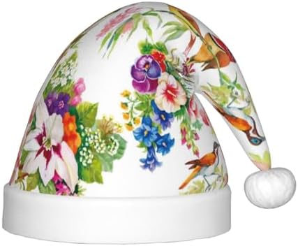 Wild Exotic Birds And Flowers Santa Hat for Kids