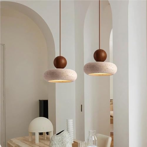 Japanese Retro Disc Wood Ball Pendant Light
