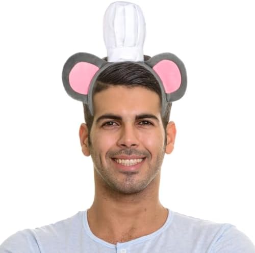 HODRME Mouse Headband with Chef Hat Halloween Christmas Costume Accessory