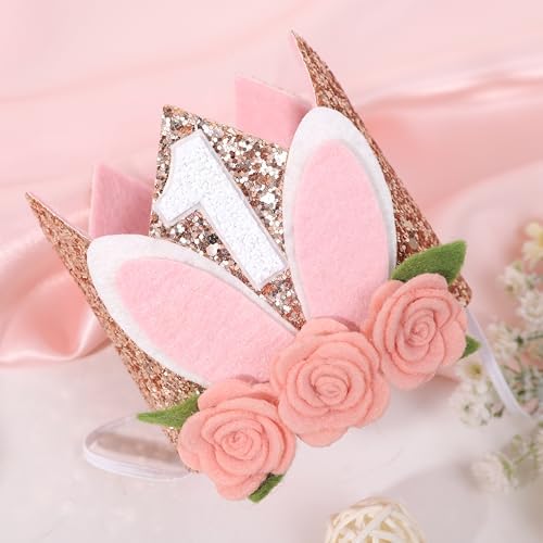 Some Bunny 1st Birthday Floral Crown Hat for Girls