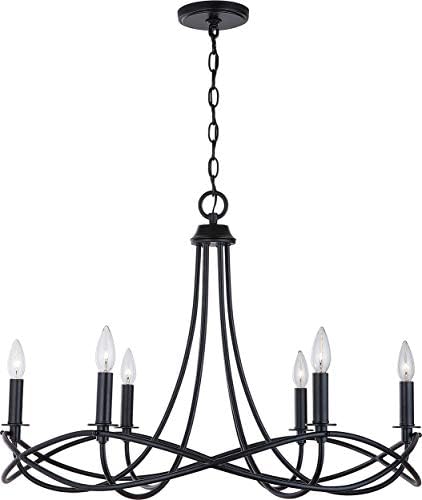 Capital Lighting 431661MB Sonnet Waving Metal Frame Candle Chandelier 6-Light Matte Black