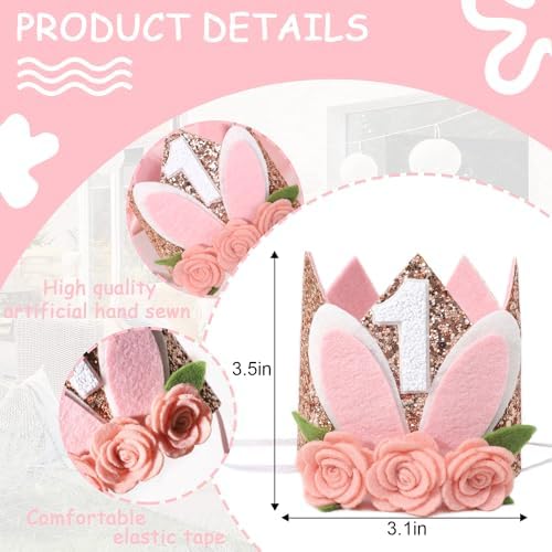Some Bunny 1st Birthday Floral Crown Hat for Girls