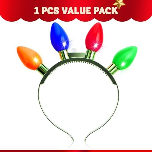 JOYIN LED Flashing Headband with 4 Colorful Lights for Christmas Party Favors
