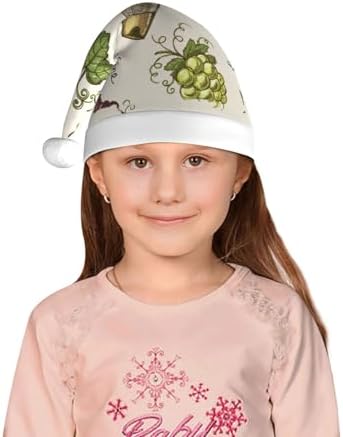 Grapes Bottles Wine Santa Hat for Kids Christmas Decor