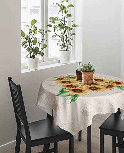 ZOE GARDEN Square Tablecloth Vintage Yellow Sunflower Washable