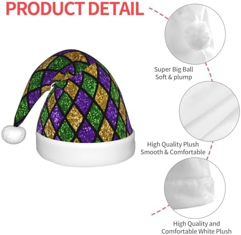 Shiny Green Purple Santa Hat for Kids Christmas Party